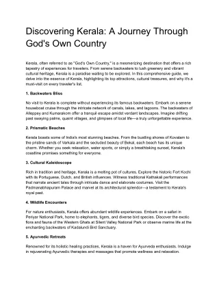 Discovering Kerala_ A Journey Through God's Own Country