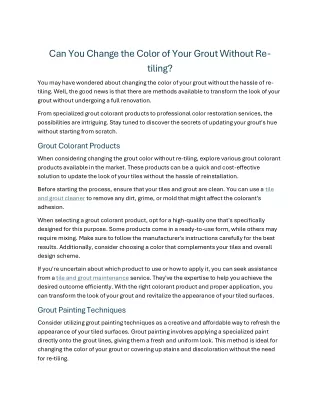 Can You Change the Color of Your Grout Without Re-tiling