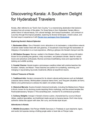 Discovering Kerala_ A Southern Delight for Hyderabad Travelers