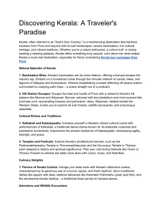 Discovering Kerala_ A Traveler's Paradise