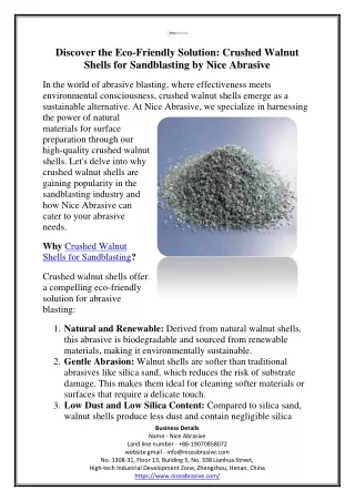 Discover the Eco Friendly Solution Crushed Walnut Shells for Sandblasting by Nice Abrasive