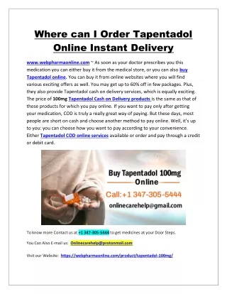 where can i order tapentadol online instant