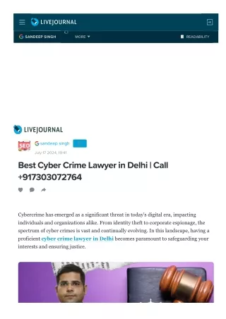 Best Cyber Crime Lawyer in Delhi | Call  917303072764