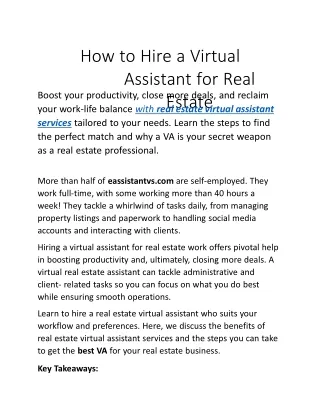 real estate virtual assistant services