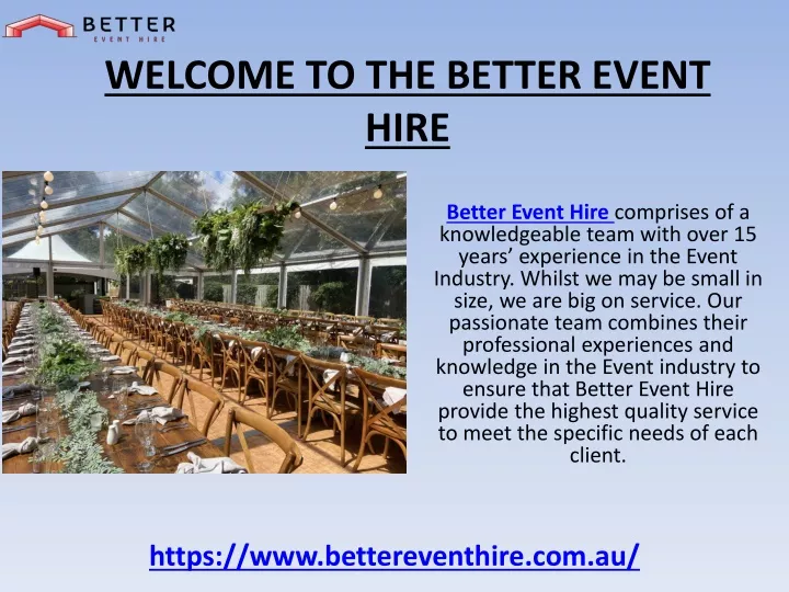 welcome to the better event hire