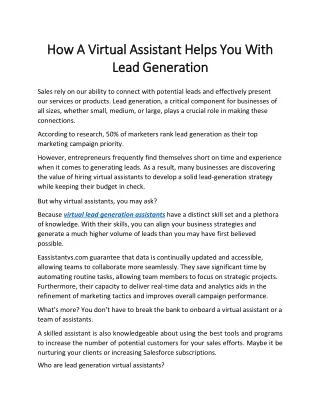 virtual lead generation assistant