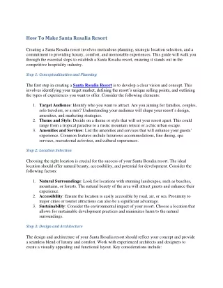 how to make santa rosalia resort
