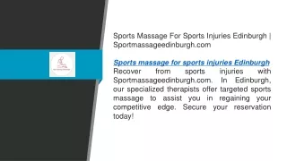 Sports Massage For Sports Injuries Edinburgh  Sportmassageedinburgh.com