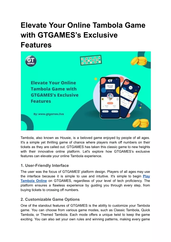 elevate your online tambola game with gtgames