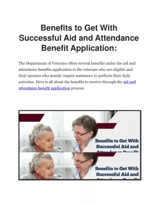 Home-Care Services Coverage Through  Aid and Attendance Benefit Application