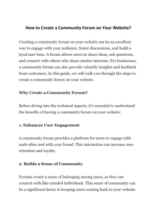 how to create a community forum on your website
