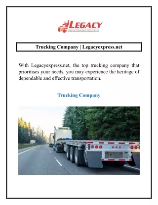 Trucking Company | Legacyexpress.net