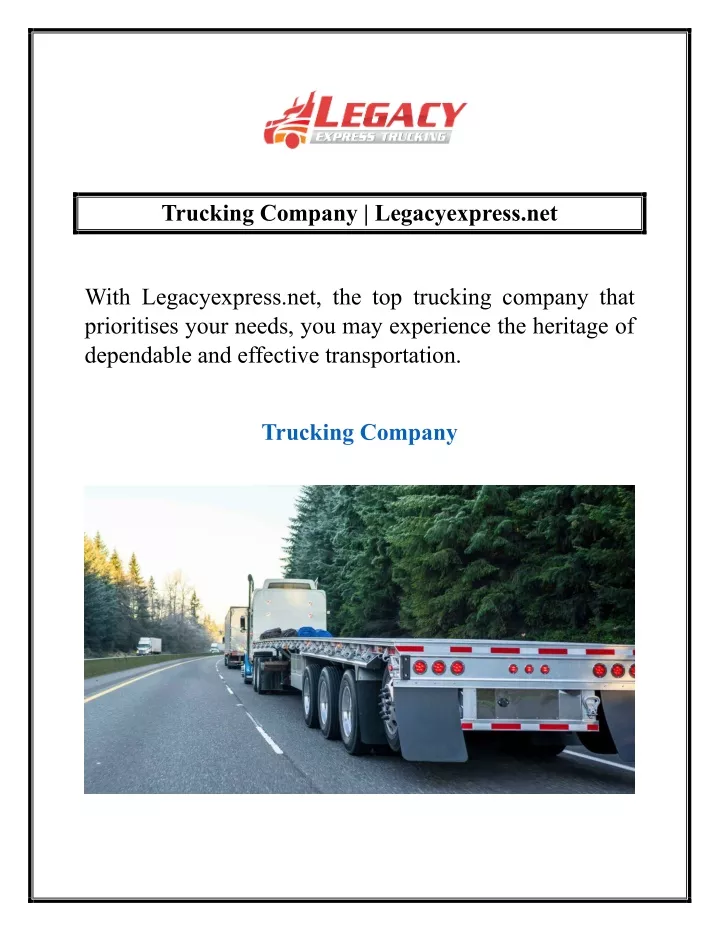 trucking company legacyexpress net