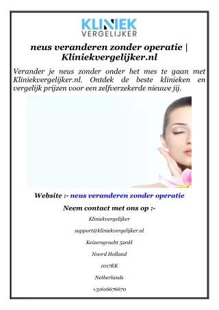 neus veranderen zonder operatie  Kliniekvergelijker.nl