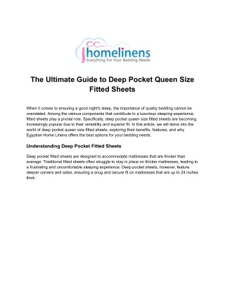 The Ultimate Guide to Deep Pocket Queen Size Fitted Sheets