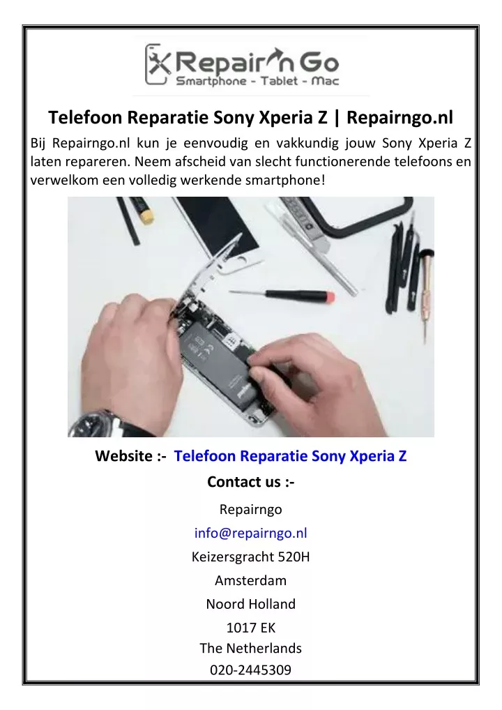 telefoon reparatie sony xperia z repairngo