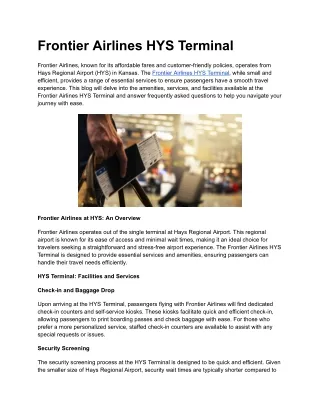 Frontier Airlines HYS Terminal