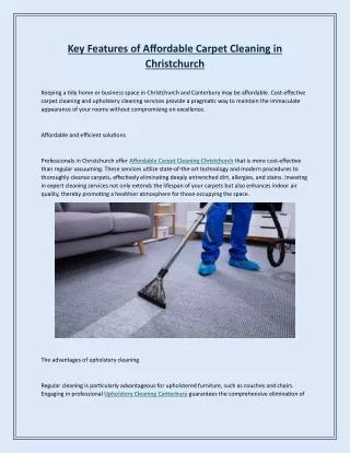 Key Features of Affordable Carpet Cleaning in Christchurch