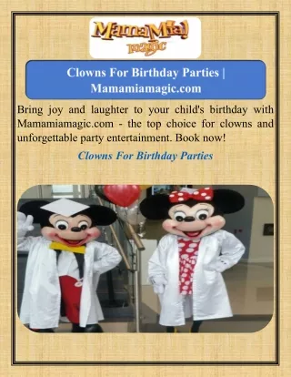 Clowns For Birthday Parties  Mamamiamagic.com