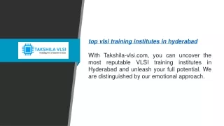 Top Vlsi Training Institutes In Hyderabad Takshila-vlsi.com