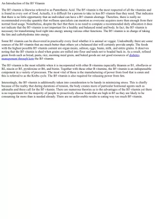 an introduction of the b5 vitamin