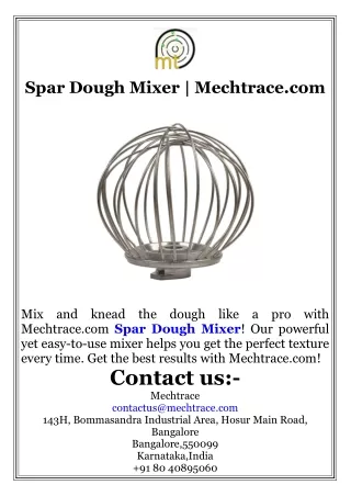 Spar Dough Mixer  Mechtrace.com