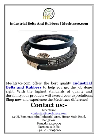 Industrial Belts And Rubbers  Mechtrace.com