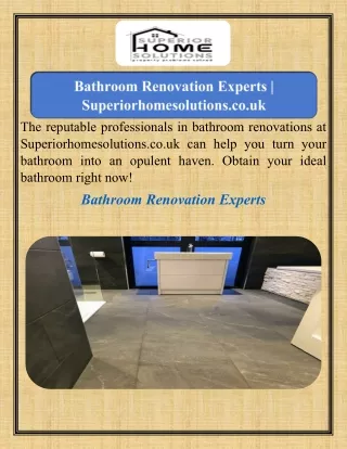 Bathroom Renovation Experts  Superiorhomesolutions.co.uk