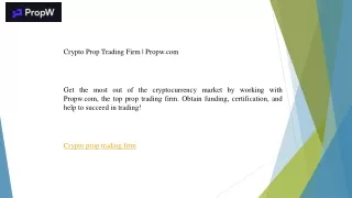 Crypto Prop Trading Firm  Propw