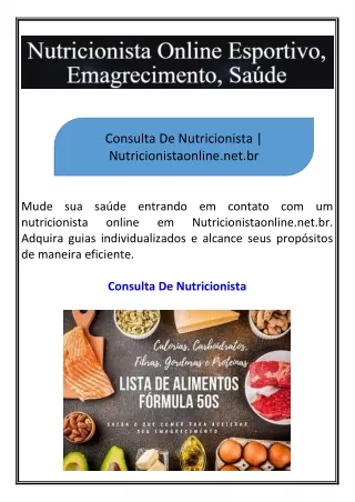 Consulta De Nutricionista  Nutricionistaonline.net.br