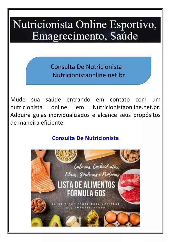 consulta de nutricionista nutricionistaonline