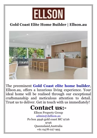 Gold Coast Elite Home Builder  Ellson.au