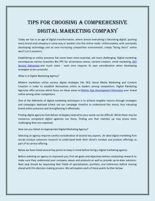 tips for choosing a comprehensive digital
