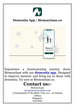 Dementia App  Memorylane.co