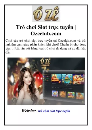 Trò chơi Slot trực tuyến | Ozeclub.com