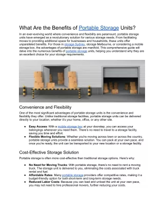 What Are the Benefits of Portable Storage Units