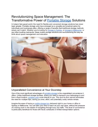 Revolutionizing Space Management_ The Transformative Power of Portable Storage Solutions