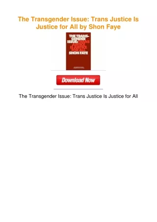 The Transgender Issue: Trans Justice Is Justice for All by Shon Faye