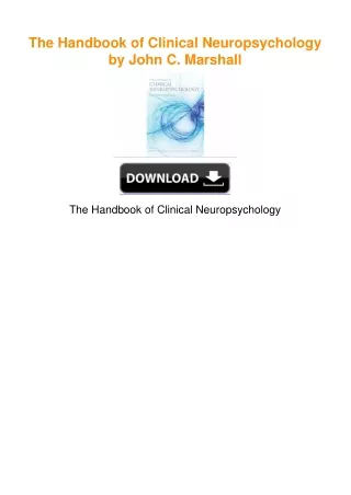 The Handbook of Clinical Neuropsychology by John C. Marshall