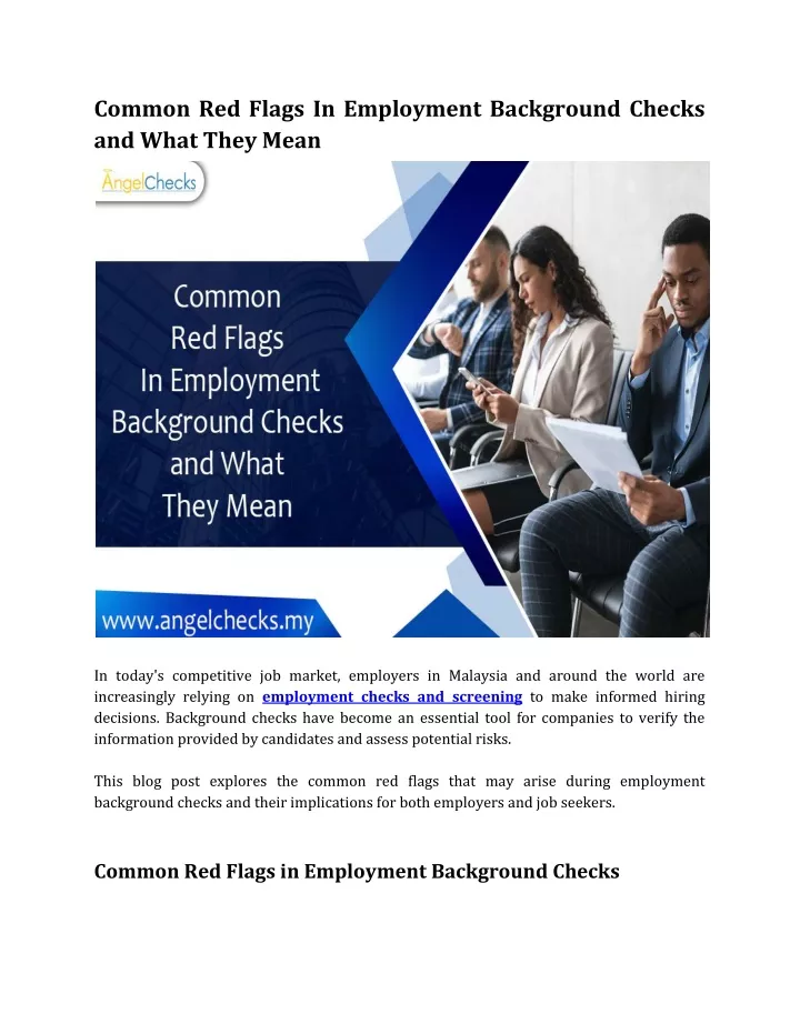 common red flags in employment background checks