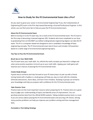 How to Study for the FE Environmental Exam Like a Pro