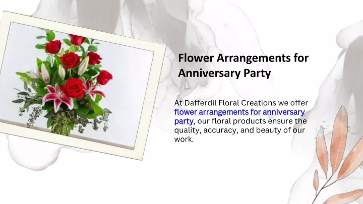 flower arrangements for anniversary party