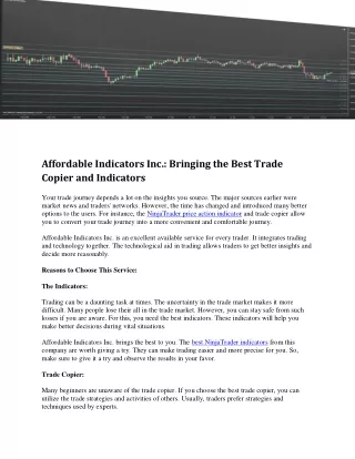 Affordable Indicators Inc. Bringing the Best Trade Copier and Indicators