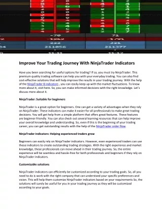 Improve Your Trading Journey With NinjaTrader Indicators