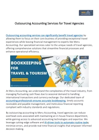 Outsourcing Accounting Services for Travel Agencies