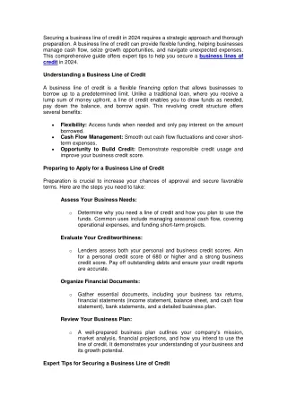 Expert Tips for Securing a Business Lines of Credit in 2024