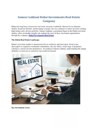 Sameer Lakhani Dubai Investments Real Estate Company