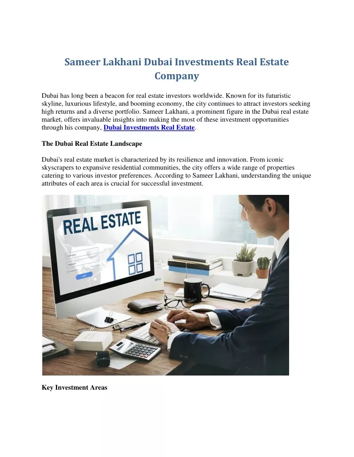 sameer lakhani dubai investments real estate