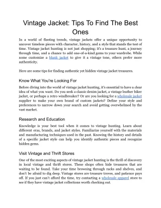 Vintage Jacket Tips To Find The Best Ones