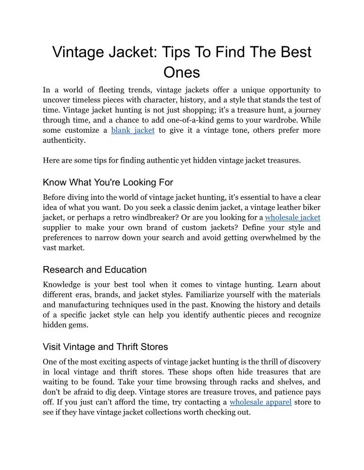 vintage jacket tips to find the best ones